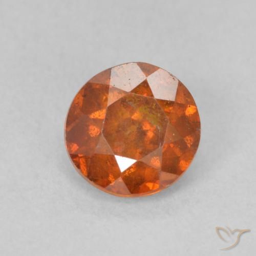 0.81ct Natural Medium Orange Sphalerite, Round, SI