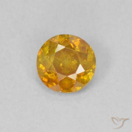 0.45ct Natural Medium Orange Sphalerite, Round, SI