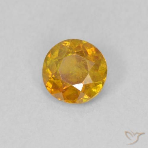 0.45 ct Orange Sphalerite Stone, Natural Sphalerite in Round Facet Shape for Sale