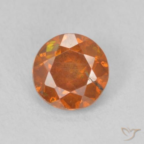 0.85ct Natural Medium Dark-Orange Sphalerite, Round, SI