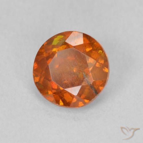 0.85 ct Orange Sphalerite Stone, Natural Sphalerite in Round Facet Shape for Sale