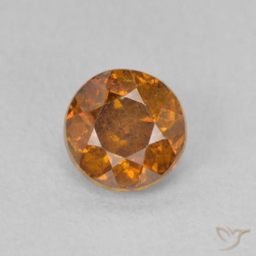 0.75ct Natural Earth Orange Sphalerite, Round, SI