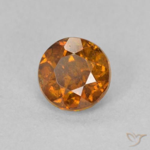 0.75 ct Orange Sphalerite Stone, Natural Sphalerite in Round Facet Shape for Sale