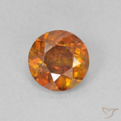 0.66ct Natural Earth Orange Sphalerite, Round, SI