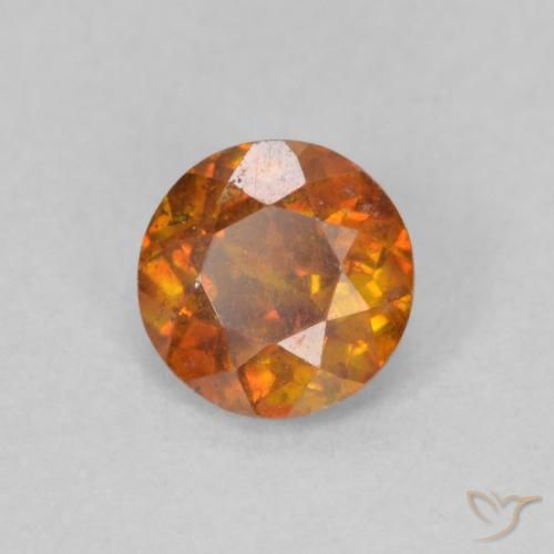 0.66 ct Orange Sphalerite Stone, Natural Sphalerite in Round Facet Shape for Sale
