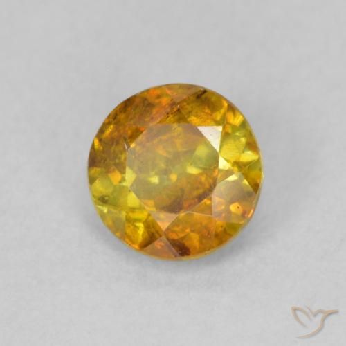 0.81 ct Golden Sphalerite Stone, Natural Sphalerite in Round Facet Shape for Sale