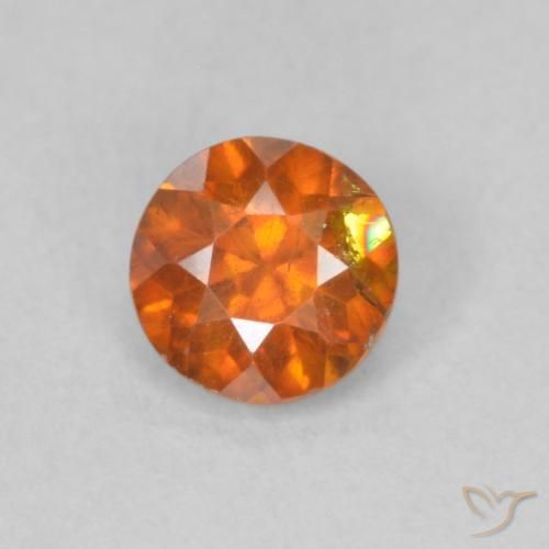 0.42ct Natural Deep Orange Sphalerite, Round, SI