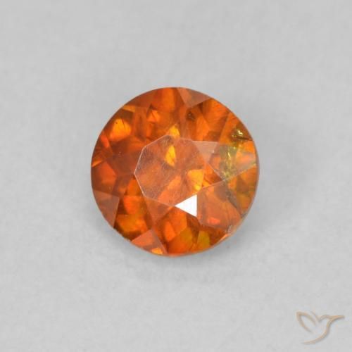 0.42 ct Orange Sphalerite Stone, Natural Sphalerite in Round Facet Shape for Sale