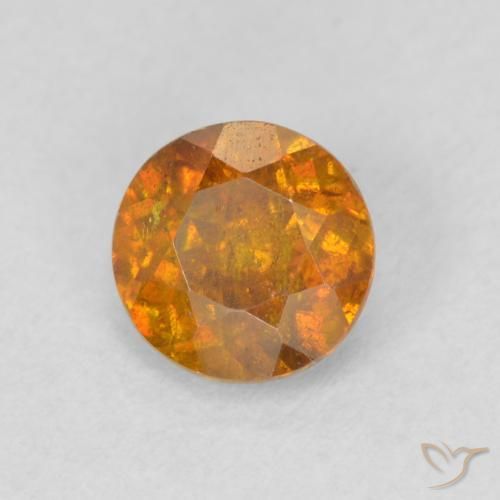 0.87 ct Orange Sphalerite Stone, Natural Sphalerite in Round Facet Shape for Sale