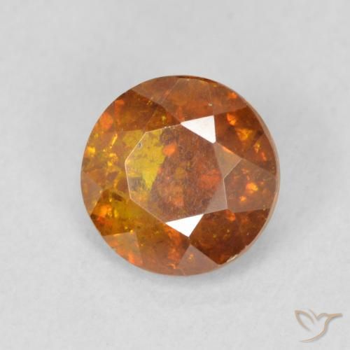 1.14 ct Orange Sphalerite Stone, Natural Sphalerite in Round Facet Shape for Sale