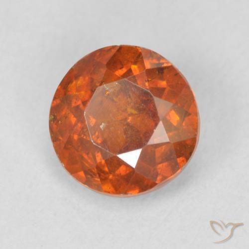 1.31 ct Orange Sphalerite Stone, Natural Sphalerite in Round Facet Shape for Sale
