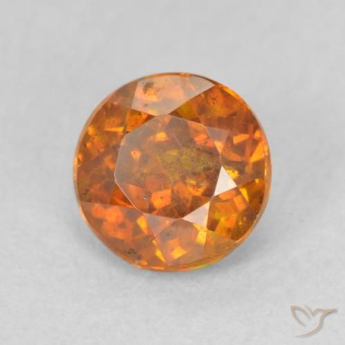 0.89 ct Orange Sphalerite Stone, Natural Sphalerite in Round Facet Shape for Sale