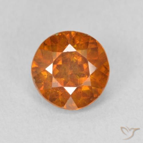 1.10ct Natural Medium Orange Sphalerite, Round, SI