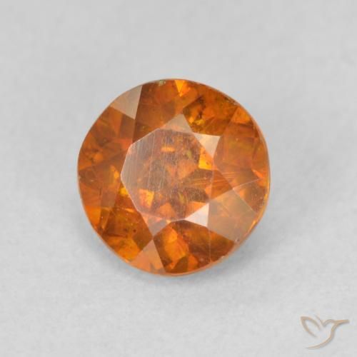 1.10 ct Orange Sphalerite Stone, Natural Sphalerite in Round Facet Shape for Sale