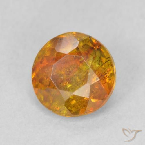 0.88 ct Golden Sphalerite Stone, Natural Sphalerite in Round Facet Shape for Sale