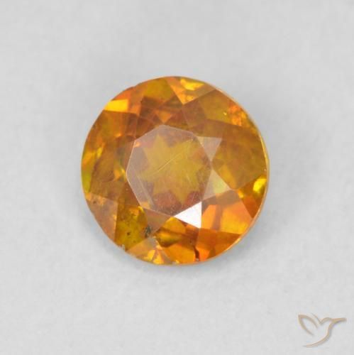 0.54 ct Orange Sphalerite Stone, Natural Sphalerite in Round Facet Shape for Sale