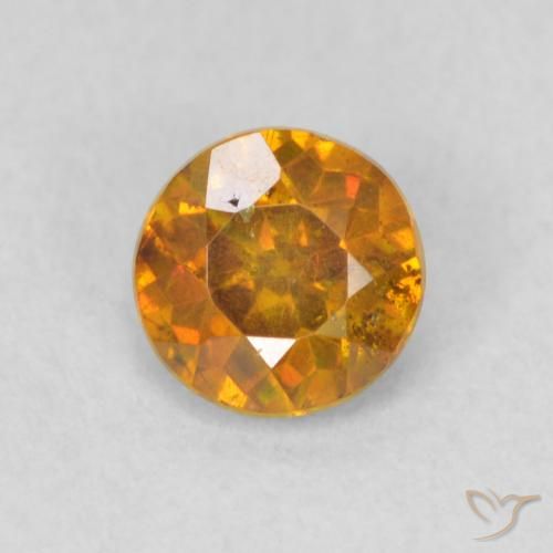 0.48ct Natural Earth Orange Sphalerite, Round, SI