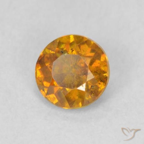 0.48 ct Orange Sphalerite Stone, Natural Sphalerite in Round Facet Shape for Sale