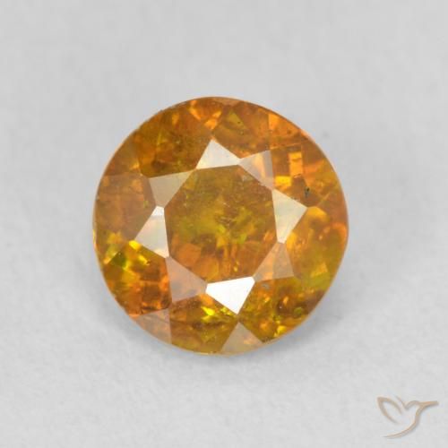 1.11ct Natural Medium Orange Sphalerite, Round, SI