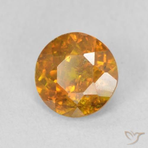 1.11 ct Orange Sphalerite Stone, Natural Sphalerite in Round Facet Shape for Sale