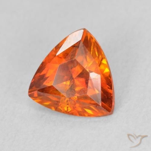 1.61ct Natural Amber Orange Sphalerite, Trillion, VS-SI
