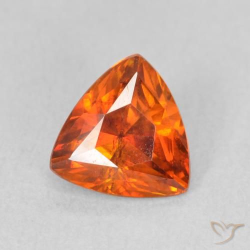 1.61 ct Orange Sphalerite Stone, Natural Sphalerite in Trillion Facet Shape for Sale