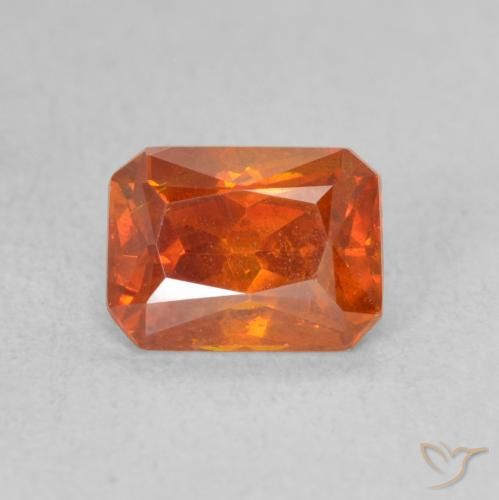 1.40ct Natural Fire Orange Sphalerite, Emerald Cut, VS-SI
