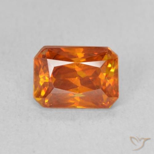 1.60ct Natural Medium Orange Sphalerite, Emerald Cut, VS-SI