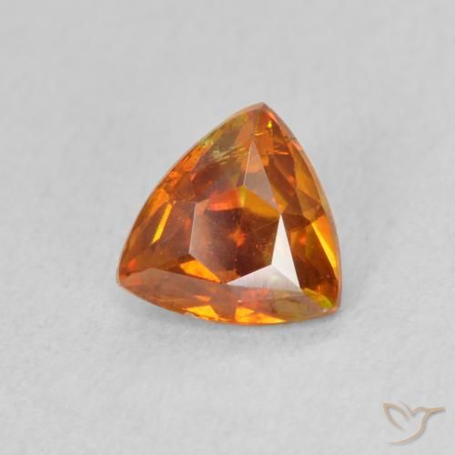 1.08 ct Orange Sphalerite Stone, Natural Sphalerite in Trillion Facet Shape for Sale