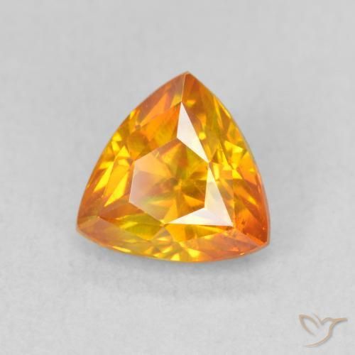 1.48 ct Orange Sphalerite Stone, Natural Sphalerite in Trillion Facet Shape for Sale