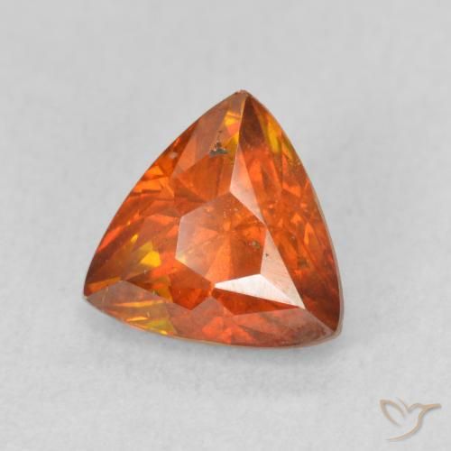 1.69 ct Orange Sphalerite Stone, Natural Sphalerite in Trillion Facet Shape for Sale