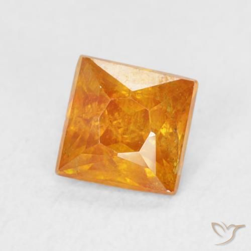 0.85 ct Orange Sphalerite Stone, Natural Sphalerite in Princess-Cut Shape for Sale
