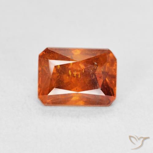 1.81ct Natural Amber Orange Sphalerite, Emerald Cut, SI