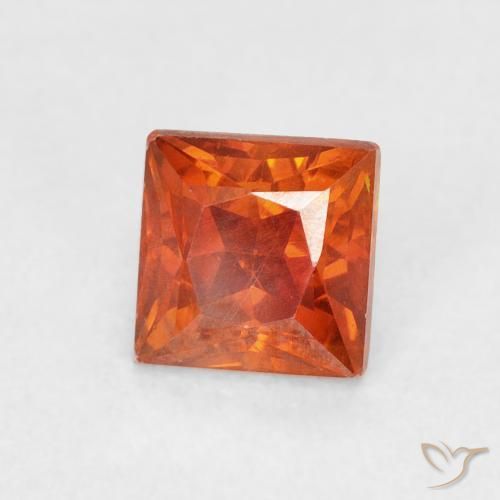 1.08 ct Orange Sphalerite Stone, Natural Sphalerite in Princess-Cut Shape for Sale