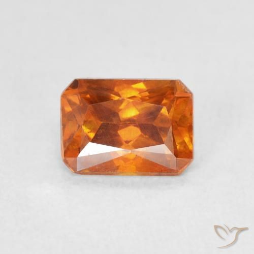 1.36ct Natural Cider Orange Sphalerite, Emerald Cut, SI