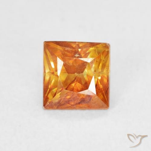 0.88ct Natural Medium Orange Sphalerite, Square, SI