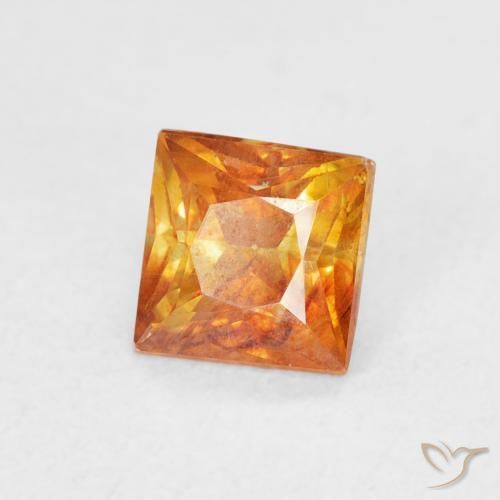 0.88 ct Orange Sphalerite Stone, Natural Sphalerite in Princess-Cut Shape for Sale