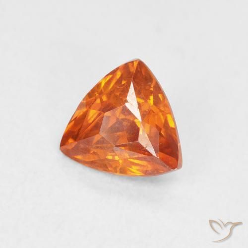 0.97 ct Orange Sphalerite Stone, Natural Sphalerite in Trillion Facet Shape for Sale