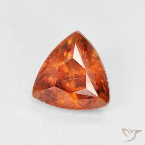 1.59 ct Orange Sphalerite Stone, Natural Sphalerite in Trillion Facet Shape for Sale