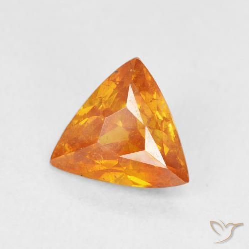 1.67 ct Orange Sphalerite Stone, Natural Sphalerite in Trillion Facet Shape for Sale