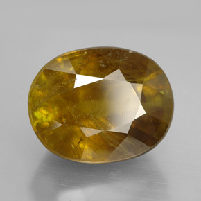 11.45 ct Yellow Sphene Stone, Natural Sphene in Oval Facet Shape for Sale
