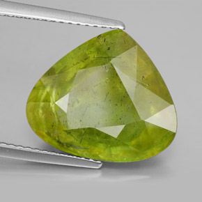 10.16 ct Green Sphene Gemstone, Sphene Gem in Pear Facet Shape for Sale.