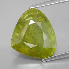 10.16 ct Green Sphene Stone, Natural Sphene in Pear Facet Shape for Sale