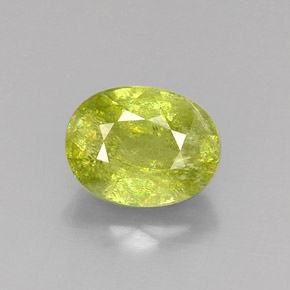 5.59 ct Green Sphene Gemstone, Sphene Gem in Oval Facet Shape for Sale.