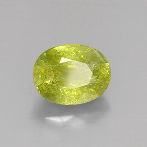 5.59 ct Green Sphene Stone, Natural Sphene in Oval Facet Shape for Sale