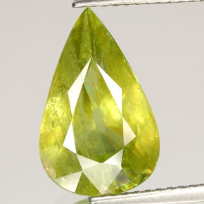 5.24 ct Green Sphene Gemstone, Sphene Gem in Pear Facet Shape for Sale.
