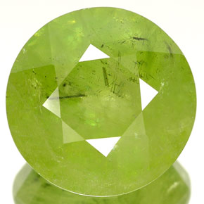 7.01 ct Green Sphene Gemstone, Sphene Gem in Round Facet Shape for Sale.