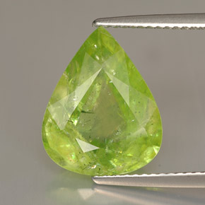 6.05 ct Green Sphene Gemstone, Sphene Gem in Pear Facet Shape for Sale.