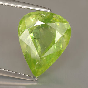 6.05 ct Green Sphene Stone, Natural Sphene in Pear Facet Shape for Sale