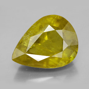 12.04 ct Yellow Sphene Gemstone, Sphene Gem in Pear Facet Shape for Sale.